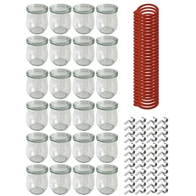 Image de Weck Lot de 4 à 24 Bocaux en verre anti chutes dans différentes tailles et formes au bord arrondi récipients x Tulpenglas 200ml Komplett 10FL30000130FL10