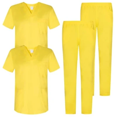 Image de Misemiya Pack * 2 Pcs Ensemble Uniformes Unisexe Blouse Uniforme Médical avec Haut et Pantalon Ref.2 8178 Medium, Jaune
