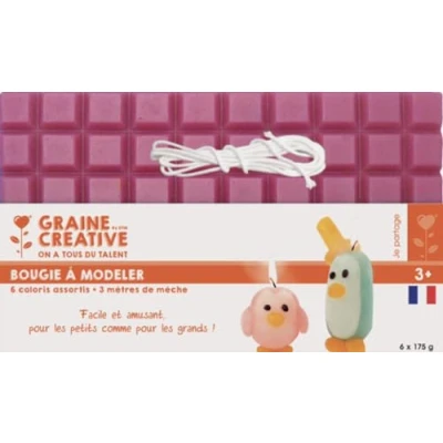 Image de GRAINE CREATIVE 138050 Bougie à Modeler Cire Multicolore 21 x 6,5 12 cm