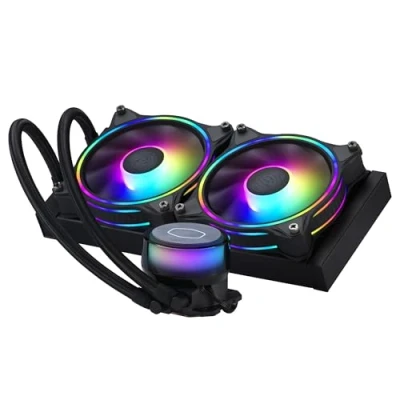 Image de Cooler Master MasterLiquid ML240 Illusion Refroidisseur Liquide pour CPU Watercooling AIO, Radiateur 240mm, 2 x Ventilateurs Halo ARGB 120mm, Contrôleur Inclus Compatible AMD &amp; Intel Noir