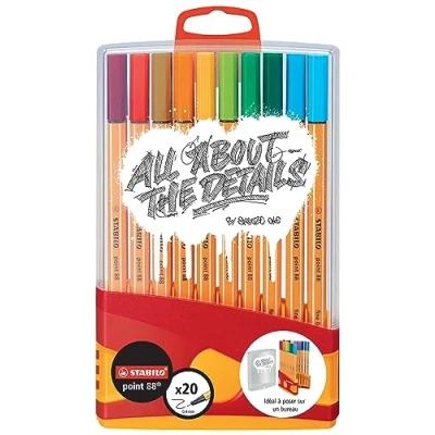 Image de Stylo feutre pointe fine STABILO point 88 Étui ColorParade de 20 stylos feutres, Edition limitée by Snooze One
