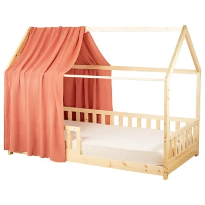 Image de Ciel de Lit Cabane en gaze coton SOLO Terracotta 130x330 cm