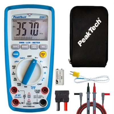 Image de PeakTech 2180 Multimètre Numérique avec LCR, Résistance, Capacité, Inductance, 6000 counts, Autorange, ampèremètre, Testeur de Continuité, Écran LCD Éclairé CAT III 1000 V