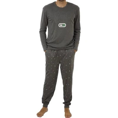 Image de FM Pyjama d&#039;hiver pour homme 2 pièces en coton avec t shirt à manches longues et pantalon l&#039;hiver printemps automne, Mode Gym On Marengo, M