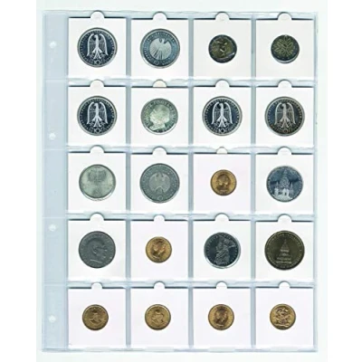 Image de Safe, Compact A4, Feuilles (4 anneaux) pour Étuis à monnaie 50x50 mm. (20 pcs.) Transparent dim: 242x298 par 5 pcs.
