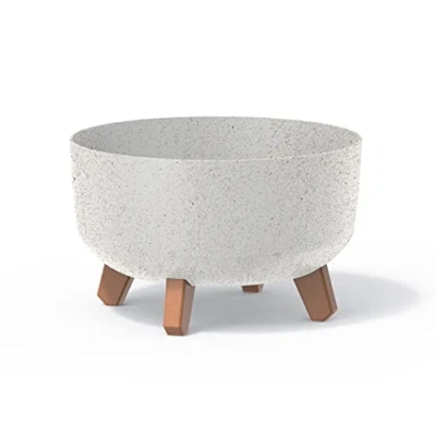 Image de Pot de fleurs bas 6,8L avec pieds amovibles et insert 285 mm, Blanc gres
