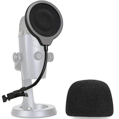 Image de Microphone Blue Yeti Nano Bonnette en Mousse avec Filtre Anti Pop Micro Bouclier de 3 Couches Améliorant la Qualité Sonore pour par YOUSHARES