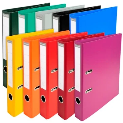 Image de Exacompta Réf. 53054E Carton de 10 Classeurs à levier A4 Prem&#039;Touch Dos 50 mm Mécanique 55 Dimensions extérieures : 32 x 29 5 cm Format classer couleurs vives assorties