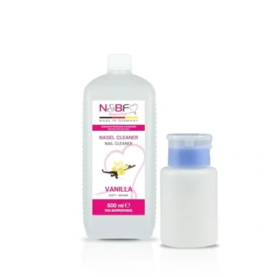 Image de Cleaner pour Ongles Parfum Vanille 570 ml + Flacon à Pompe 150 Nail nettoyant utilisé nettoyer et dégraisser en qualité studio