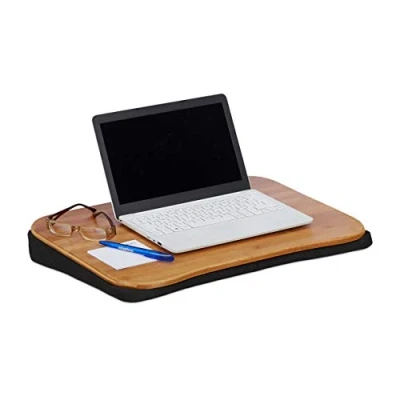 Image de Relaxdays 10021548 Coussin Ordinateur Portable Bambou Support Amovible Poignée L x P: 51 37 cm (jusqu’à 22 pouces) Nature, HLP 7,5