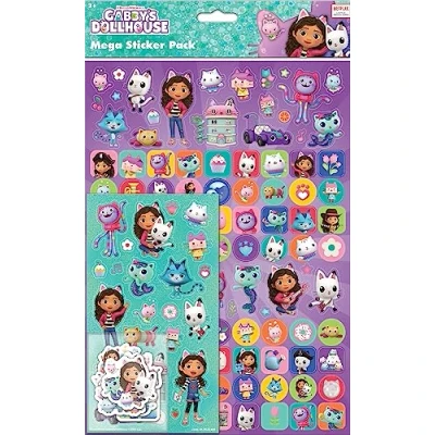 Image de Paper Projects Gabby&#039;s Dollhouse Mega Pack Trois types d&#039;autocollants (environ 150 au total) Réutilisable sur des surfaces non poreuses 35 cm x 23