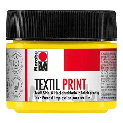 Image de Marabu 17030050919 Textil Print Jaune primaire 100 ml Peinture Pour tamis et haute pression à base d&#039;eau Inodore résistante la lumière Longue durée de vie textiles clairs