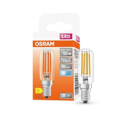 Image de OSRAM SPECIAL T26 FIL 55 petite spéciaLED avec culot E14, forme fine, 4,9 W, 730 lm, 4 000 K, lumière blanche froide, bonne émission lumineuse panoramique, longue durée de vie, lot 6