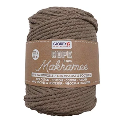 Image de Glorex 5 1007 13 Rope Macramé torsadé Marron clair 85 m