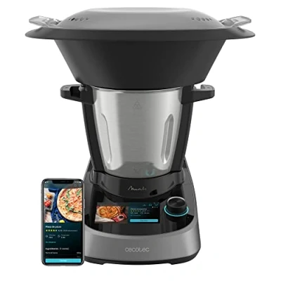 Image de Cecotec Robot de Cuisine Multifonction Mambo Touch. 1600 W, 37 Fonctions, Écran Tactile TFT 5&quot; avec Livre Recettes Intégré, Capacité 3,3 Litres, Application, Balance et Jarre en Acier Inoxydable