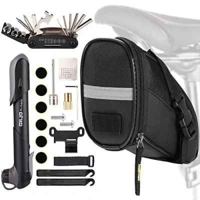 Image de Ensemble et Outils de Réparation Sacoches Vélo Sac Kit d&#039;outils d&#039;urgence avec Multifonctions pour 16 en 1, Pompe, démonte pneu, Pneus sans Colle