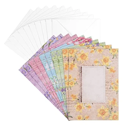 Image de Ideen mit Herz Lot de 10 cartes vœux avec enveloppes Blanches Multicolore Neutre Idéales pour les félicitations d&#039;anniversaire, mariage, etc. DIN B6 (monde des fleurs 02)