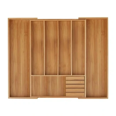 Image de Relaxdays Range Couvert, Bambou, Extensible, Organiseur pour tiroir, séparateur, H x L P 5x55x44,5 cm, Nature 10032173