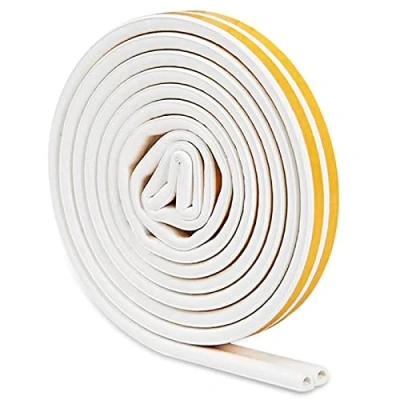 Image de Gvolatee Joint Porte Isolation, Bande de d&#039;Étanchéité en Caoutchouc 9mm(L) X 6mm(H), Mousse Adhesive, D Profil Calfeutrage Fenetre pour Preuve Collision, Anti Froid, Antichoc (6M)