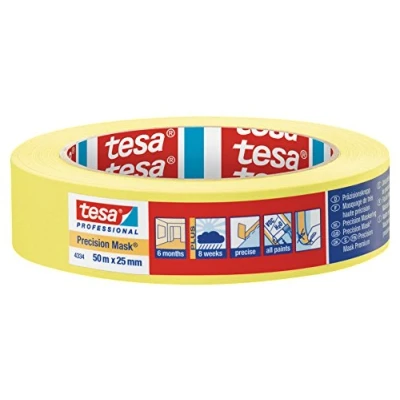 Image de Ruban jaune 50m x 25mm masquage de précision toutes surfaces TESA 04334 00001 00