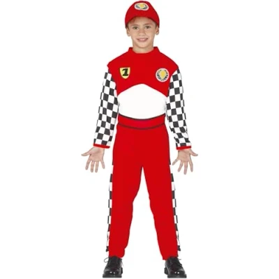 Image de FIESTAS GUIRCA, S.L. Déguisement de Pilote Formule 1 Carreaux pour Enfant M (7/9 Ans)