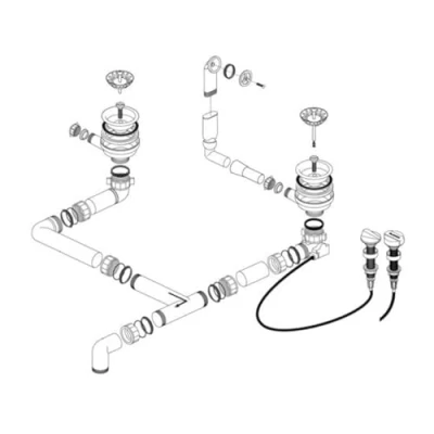 Image de BLANCO 224805 Bonde d&#039;écoulement 2 passoires de 3,5&quot; avec commande débordement rond / pièce rechange