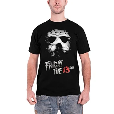 Image de Friday the 13th Vendredi 13 Masque Homme T Shirt Manches Courtes Noir M, 100% Coton, Regular/Coupe Standard