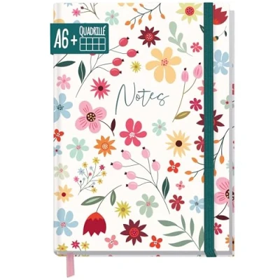 Image de paper&amp;you® Carnet de notes quadrillé A6+ avec élastique [Wild Flower] 156 pages, 78 feuilles Cahier notes, Bullet Journal, Journal intime durable &amp; climatiquement neutre