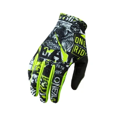 Image de O&#039;NEAL Gants vélo et Motocross MX MTB DH FR Descente Freeride Matériaux durables Flexibles, Paume ventilée Matrix Youth Attack Enfants Noir Jaune Fluo Taille M