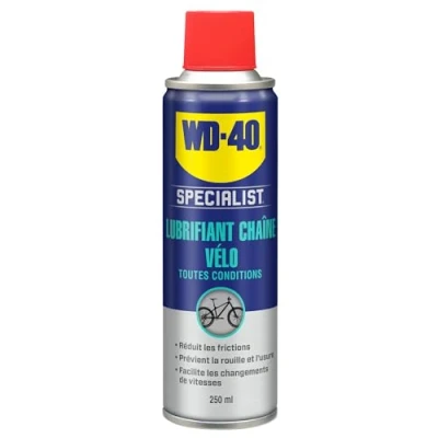 Image de WD 40 SPECIALIST Lubrifiant Chaîne Vélo Toutes Conditions Aérosol Formule au PTFE pour empêcher l&#039;adhérence des saletés Protection anticorrosion Réduit les points de friction 250 ML