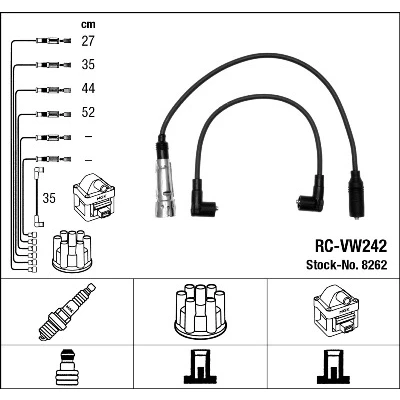 Image de NGK 8262 Jeu De Fils d&#039;Allumage 5 AUDI: 80 B4 Berline, B2, B3