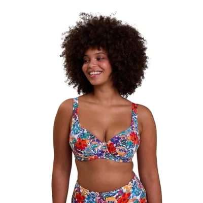Image de SANS COMPLEXE Femme Curaçao Haut De Bikini, Imprimé Tropical Multicolore, 95F EU