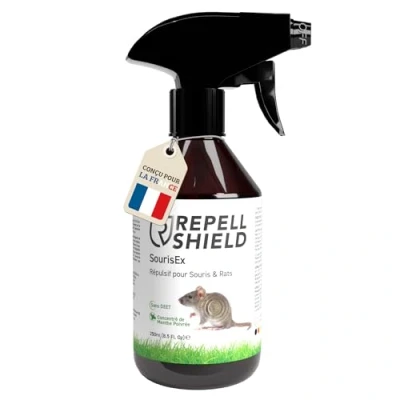 Image de RepellShield® Répulsif Anti Souris &amp; Rat 250ml Menthe Poivrée Ultra Concentrée Non Tachant Usage Intérieur Extérieur Éloigne Les Rongeurs et Rats Puissant
