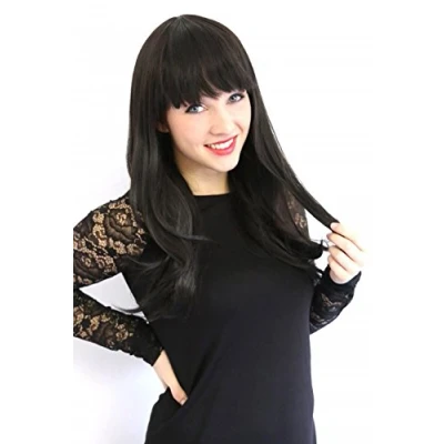 Image de Prettyland Perruque Noir longue 50cm mi Dégradé Pointes Ondulés Raide Franges Droite Lisse Diva C1459