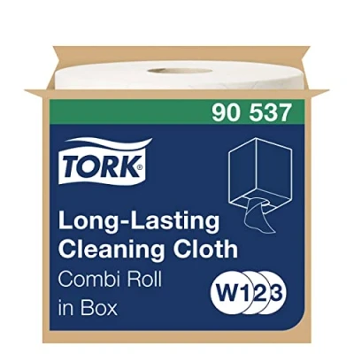 Image de Tork Chiffon de Nettoyage Longue Durée blanc W1/2/3, bobine combi en boîte, 1 x 300 chiffons, 90537