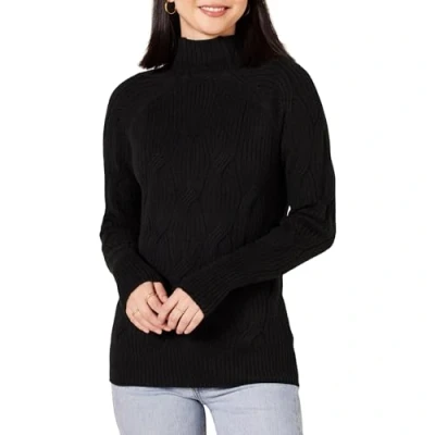 Image de Amazon Essentials Pull Torsadé à Col Cheminée Doux Au Toucher Femme, Noir, M