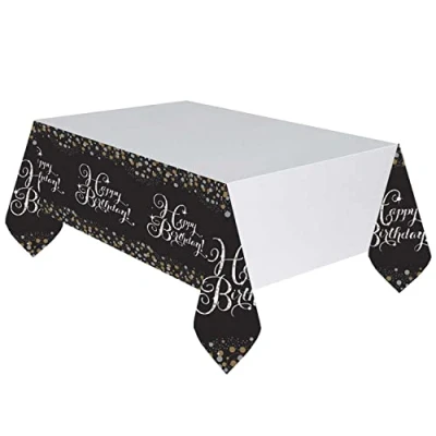 Image de Nappe joyeux anniversaire étincelant argent or
