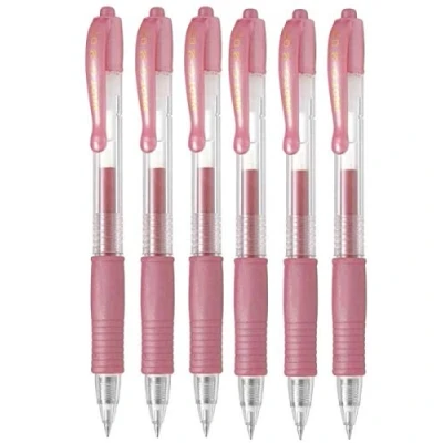 Image de Pilot G2 07 Lot de 6 stylos à bille encre gel rétractable, pointe fine 0,7 mm, largeur trait 0,39 rechargeable BL 7 Rose métallique