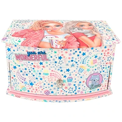 Image de Depesche 12436 TOPModel Cutie Star Petite Rose, avec Motif d&#039;étoiles et de Mannequin, boîte à Bijoux Miroir Couvercle charnière