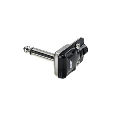Image de REAN Fiche jack 6,3 mm à angle droit plat 2 broches TS Pancake pour effets capuchon noir RP2RCF BAG