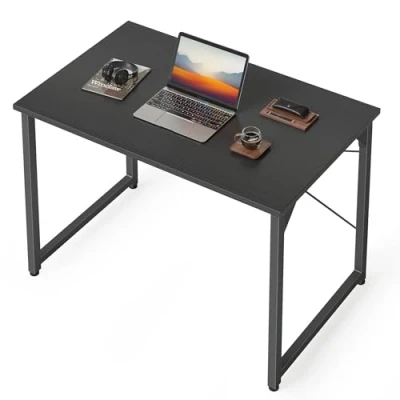 Image de CubiCubi Bureau d&#039;ordinateur 80 x 40 75 cm, Table, Poste de Travail, et Travail à Domicile, Cadre en Métal, Noir