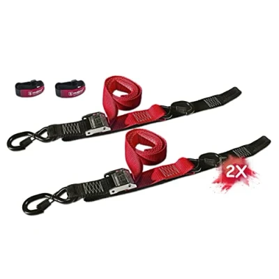Image de MAGMA 2 Sangles d&#039;arrimage avec Crochets et Bande, Attaches de câbles Bandes d&#039;amarrage d&#039;accrochage Remorque Moto Bateau Quad ATV Réglable=1,8m, Largeur 3,8cm. Force Rupture: 550 Kgf/Unit