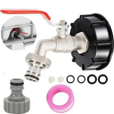 Image de HUFHNWSO raccord de réservoir IBC, adaptateur d&#039;eau 1000 l, tuyau 1/2&quot;, litres S60 x 6
