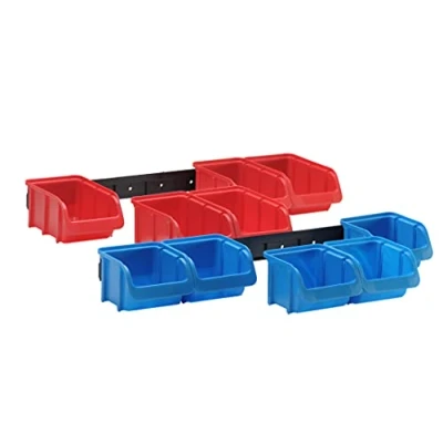Image de Jeu de bacs, PP, avec 2 rails en plastique 5 x t. 1 bleu, rouges