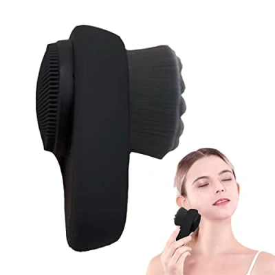Image de LINGJIONG Brosse exfoliante pour le visage, lavage confortable, outil 2 en 1 visage avec poils charbon doux couvercle nettoyer les pores profondeur