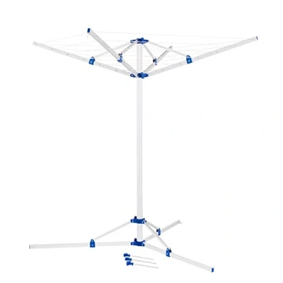 Image de cartrend Séchoir à Linge Rotatif en Aluminium pour Caravane avec trépied, Ultra léger Support sûr, réglable Hauteur continu, résistant aux intempéries, Robuste, Pliable, Peu encombrant,