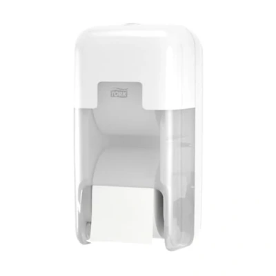 Image de Tork OptiServe Distributeur pour Papier Toilette 2 Rouleaux sans mandrin Blanc T7, Vertical, Gamme Elevation, 558041