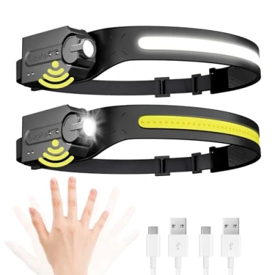 Image de Lepro Lampe Frontale Rechargeable LED, Ultra Puissante Torche avec 5 Modes d’Éclairage Détecteur de Mouvement, 230COB Faisceau Large &amp; Réglable Spotlight pour Camping, Pêche