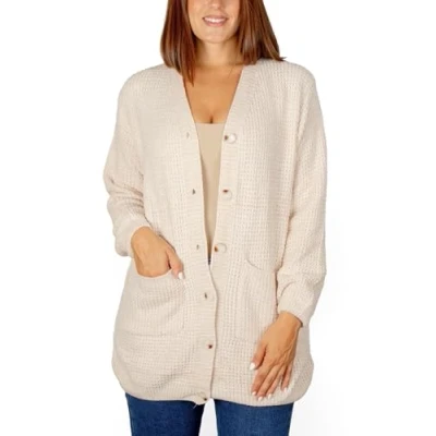 Image de MAGIC SELECT Cardigan pour Femmes avec Fermeture à Boutons et Col Rond. Manches Longues. d&#039;hiver d&#039;automne. Taille M
