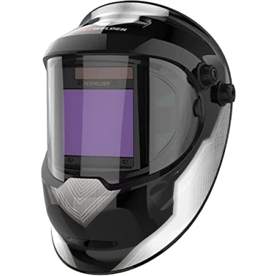 Image de YESWELDER Masque de Soudage à Grande Visibilité Auto obscurcissant Couleurs Réelles Casque alimenté par l&#039;énergie Solaire avec Vue Latérale, 4 capteurs d&#039;arc, Large écran 4/5 9/9 13